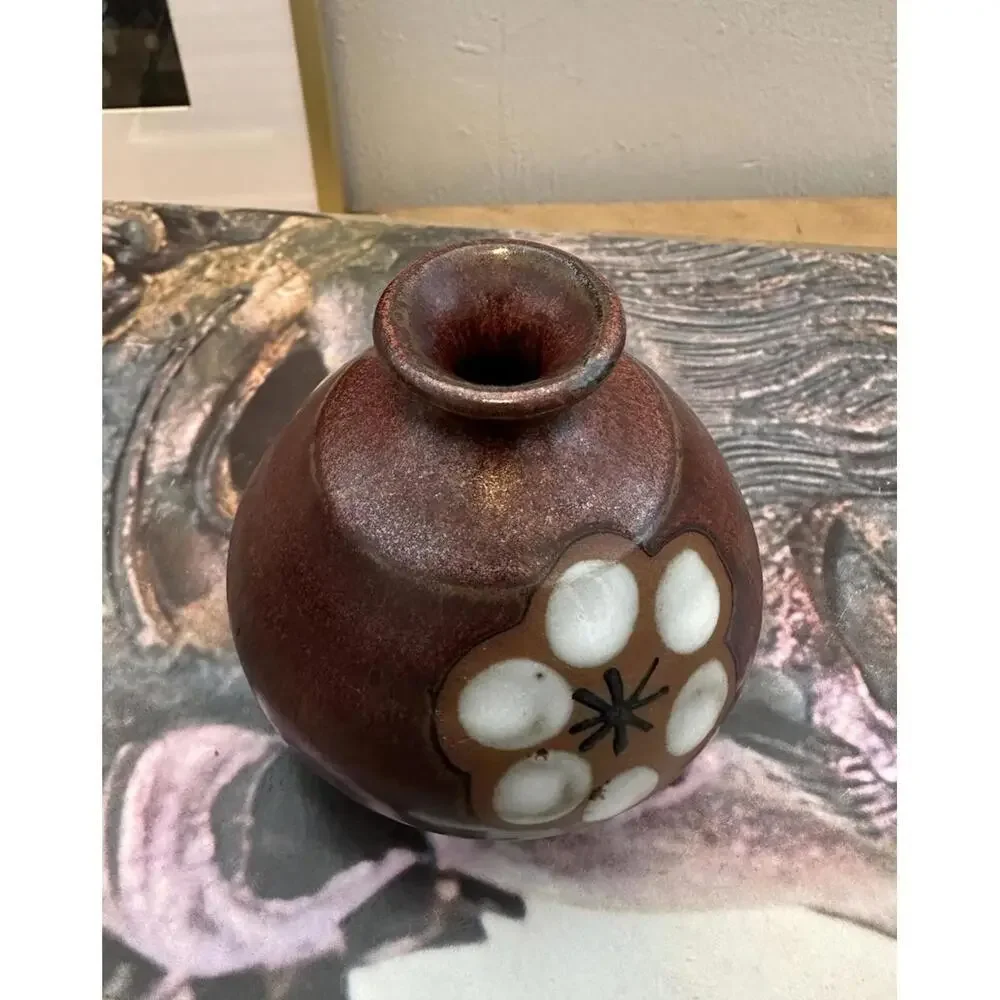 Vintage OMC Otagiri Small Pottery Ceramic Vase Brown Tones Made in Japan